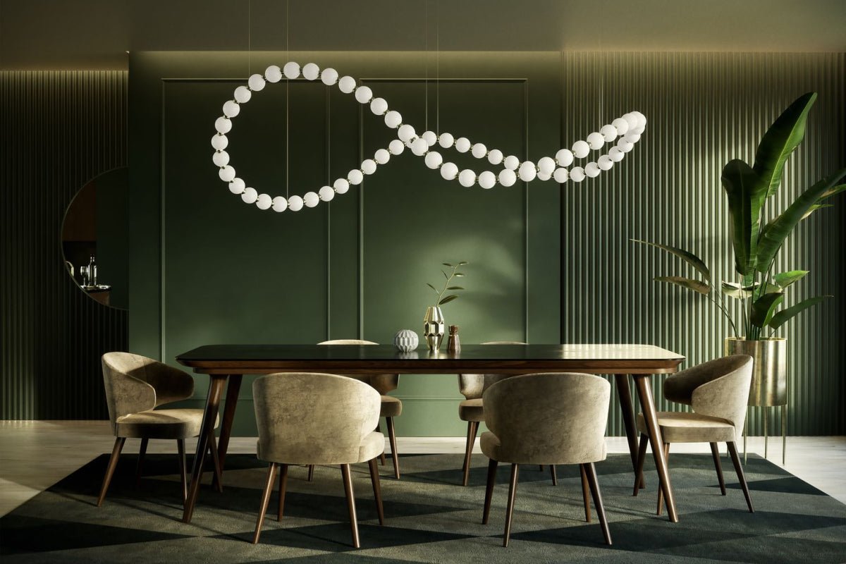 Customizable Pearl Drop Chandelier with Adjustable Height & LED Lights