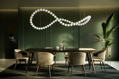 Customizable Pearl Drop Chandelier with Adjustable Height & LED Lights