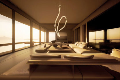 Customizable Pearl Drop Chandelier with Adjustable Height & LED Lights