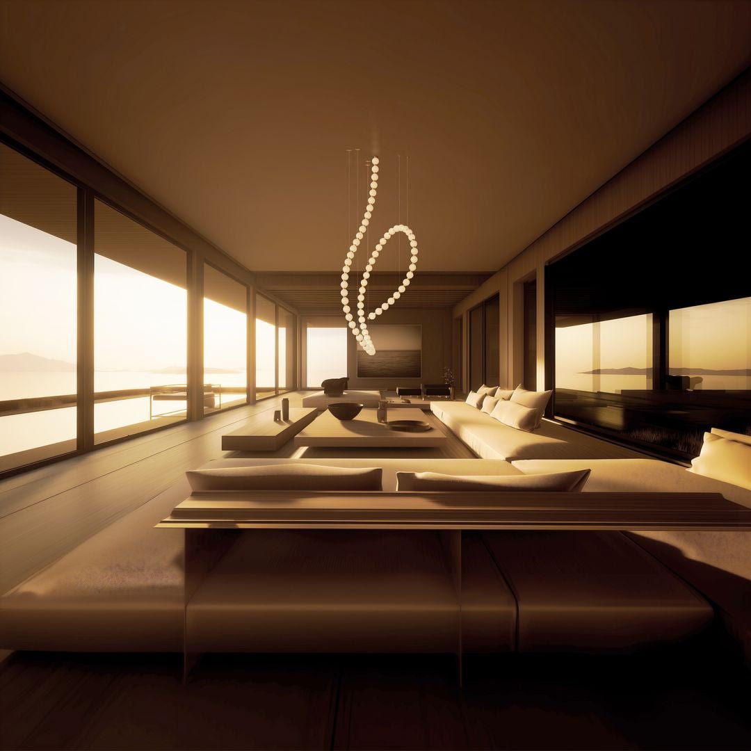 Customizable Pearl Drop Chandelier with Adjustable Height & LED Lights