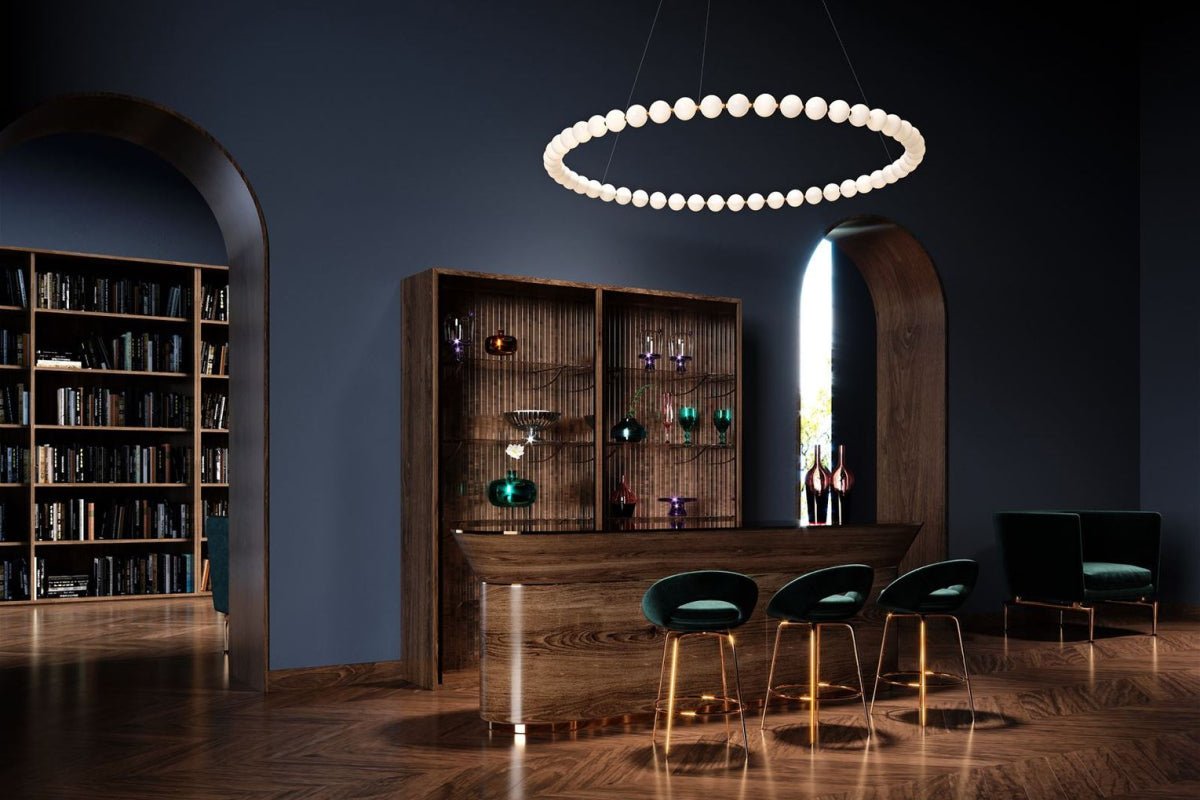 Customizable Pearl Drop Chandelier with Adjustable Height & LED Lights