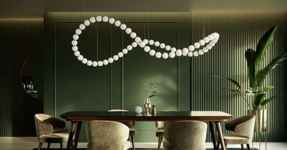 Customizable Pearl Drop Chandelier with Adjustable Height & LED Lights