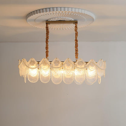 Elegant Pearl Glass Shell Chandelier with Adjustable Height & LED Comp