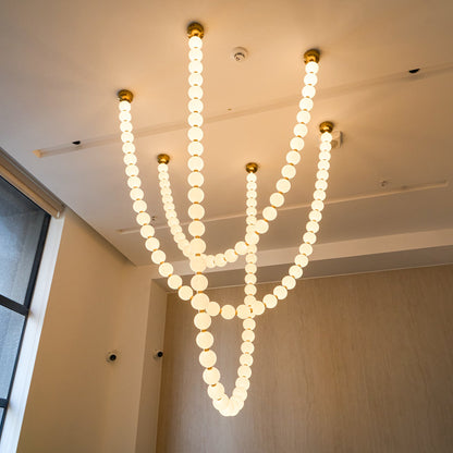 Elegant Pearl Ball Chandelier Necklace - Adjustable Length, Durable De
