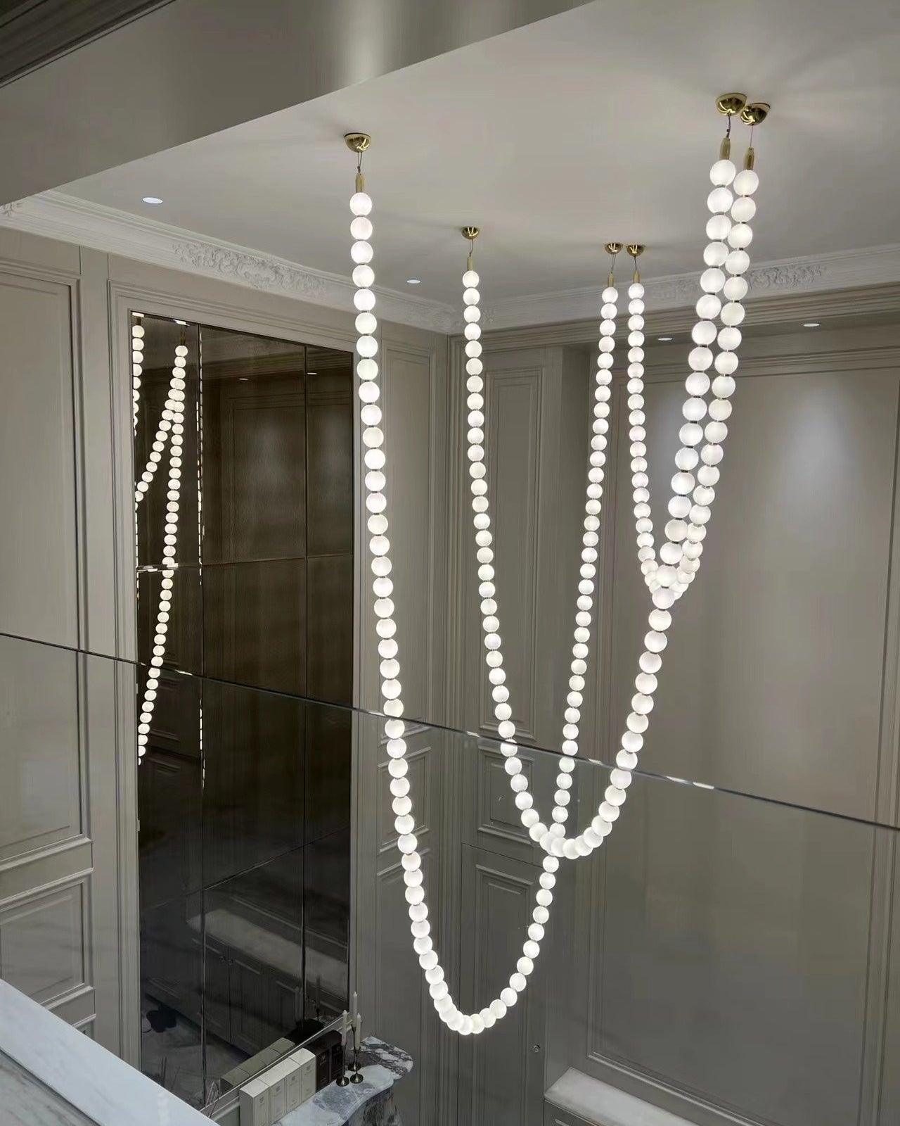 Elegant Pearl Ball Chandelier Necklace - Adjustable Length, Durable De