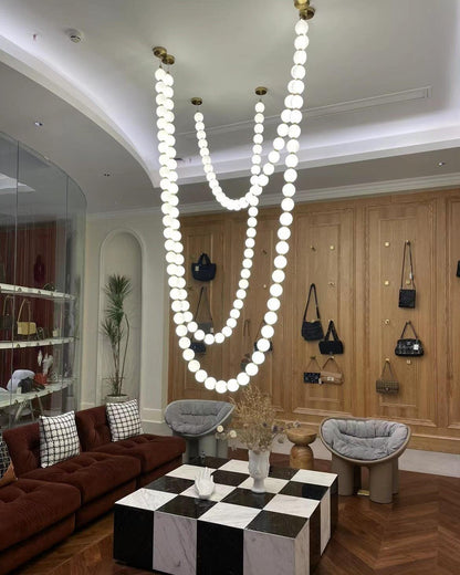 Elegant Pearl Ball Chandelier Necklace - Adjustable Length, Durable De
