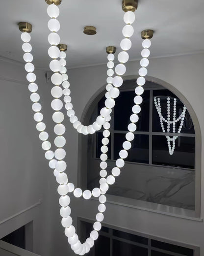 Elegant Pearl Ball Chandelier Necklace - Adjustable Length, Durable De