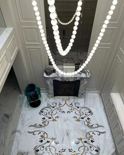Elegant Pearl Ball Chandelier Necklace - Adjustable Length, Durable De