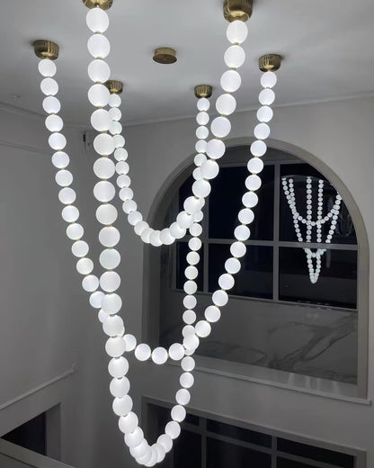 Elegant Pearl Ball Chandelier Necklace - Adjustable Length, Durable De
