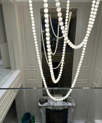 Elegant Pearl Ball Chandelier Necklace - Adjustable Length, Durable De