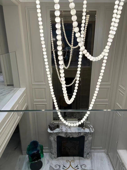Elegant Pearl Ball Chandelier Necklace - Adjustable Length, Durable De