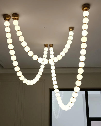 Elegant Pearl Ball Chandelier Necklace - Adjustable Length, Durable De