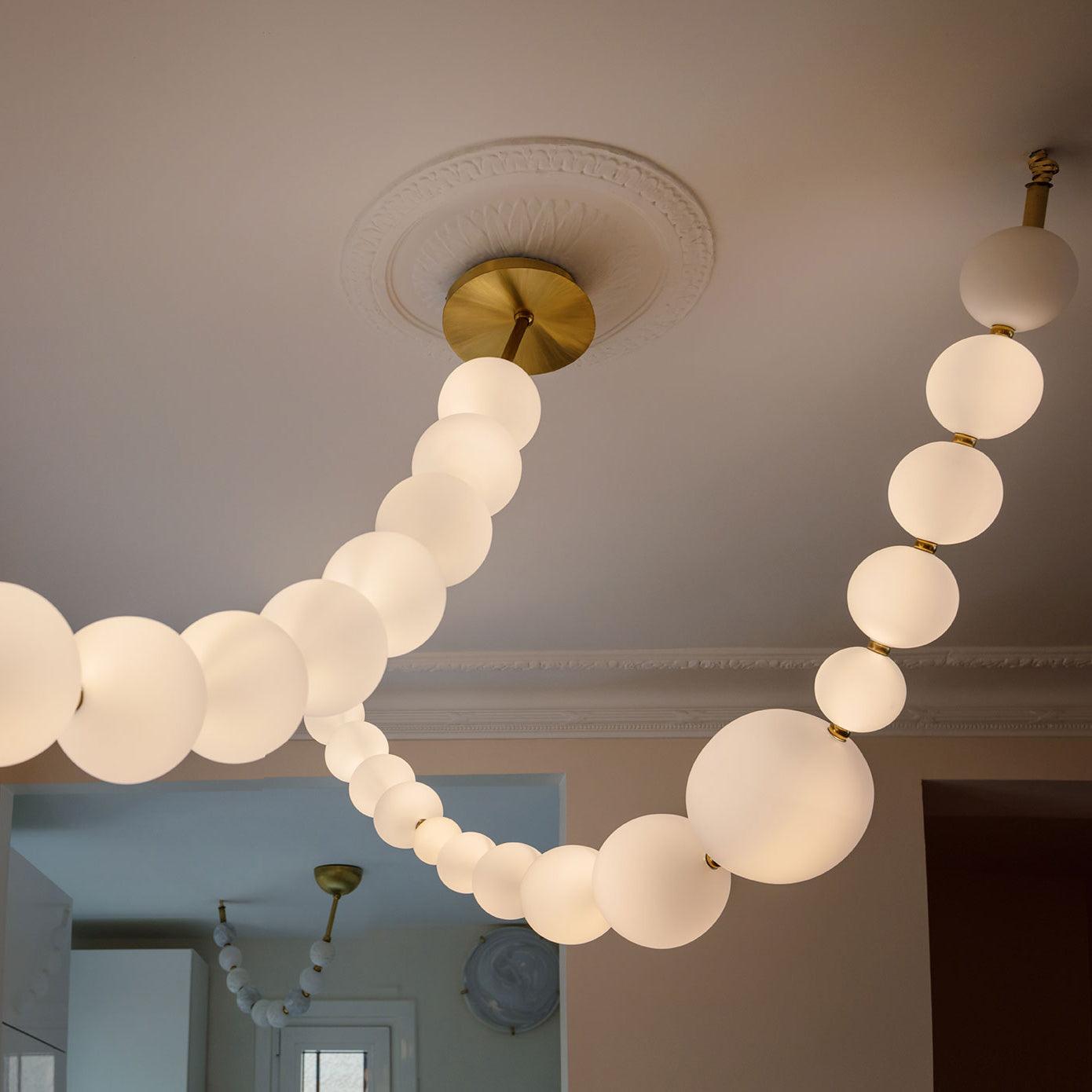 Elegant Pearl Ball Chandelier Necklace - Adjustable Length, Durable De