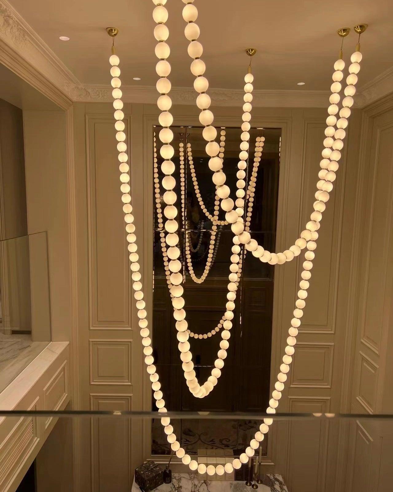 Elegant Pearl Ball Chandelier Necklace - Adjustable Length, Durable De