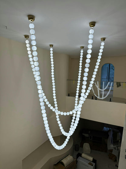 Elegant Pearl Ball Chandelier Necklace - Adjustable Length, Durable De