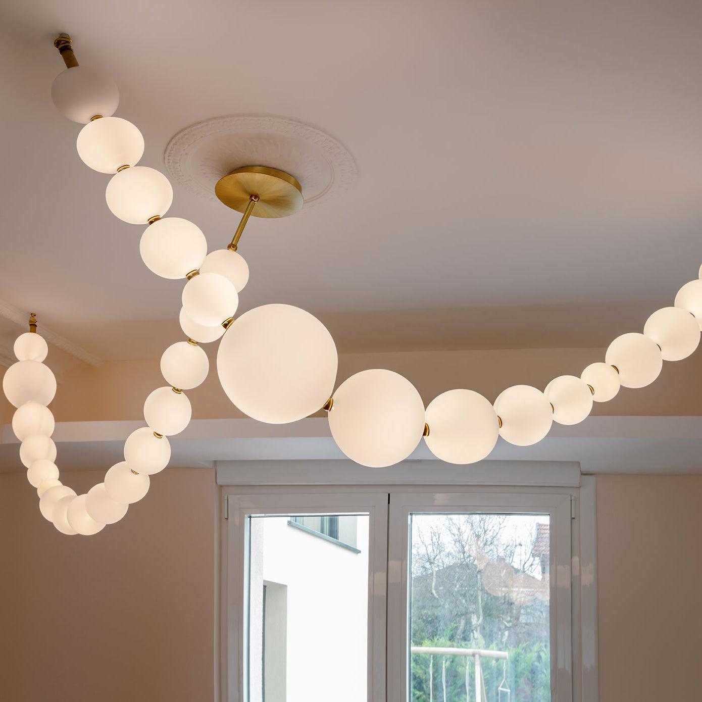 Elegant Pearl Ball Chandelier Necklace - Adjustable Length, Durable De