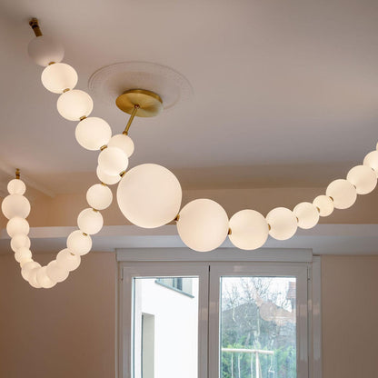 Elegant Pearl Ball Chandelier Necklace - Adjustable Length, Durable De