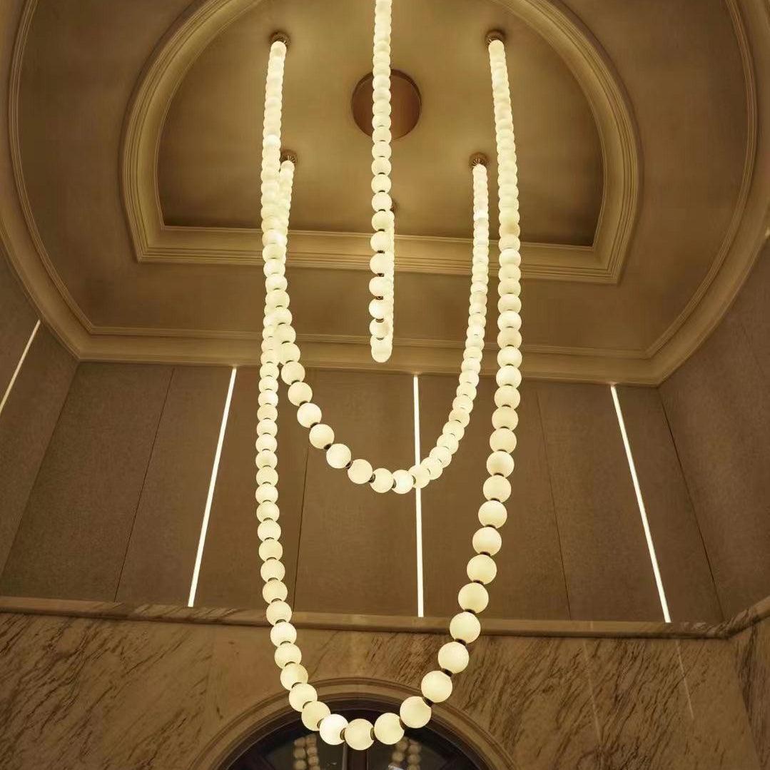 Elegant Pearl Ball Chandelier Necklace - Adjustable Length, Durable De