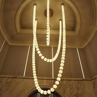 Elegant Pearl Ball Chandelier Necklace - Adjustable Length, Durable De
