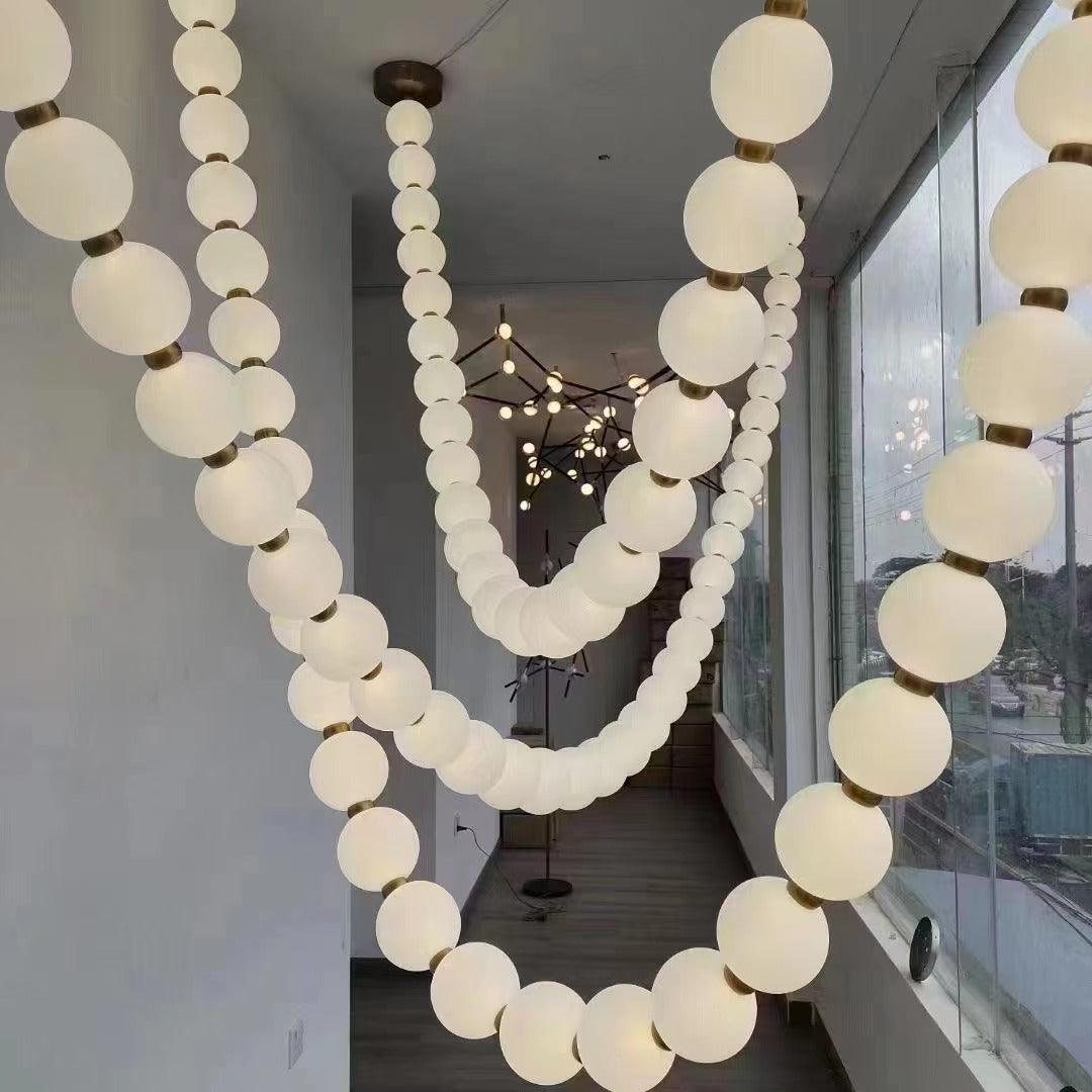 Elegant Pearl Ball Chandelier Necklace - Adjustable Length, Durable De