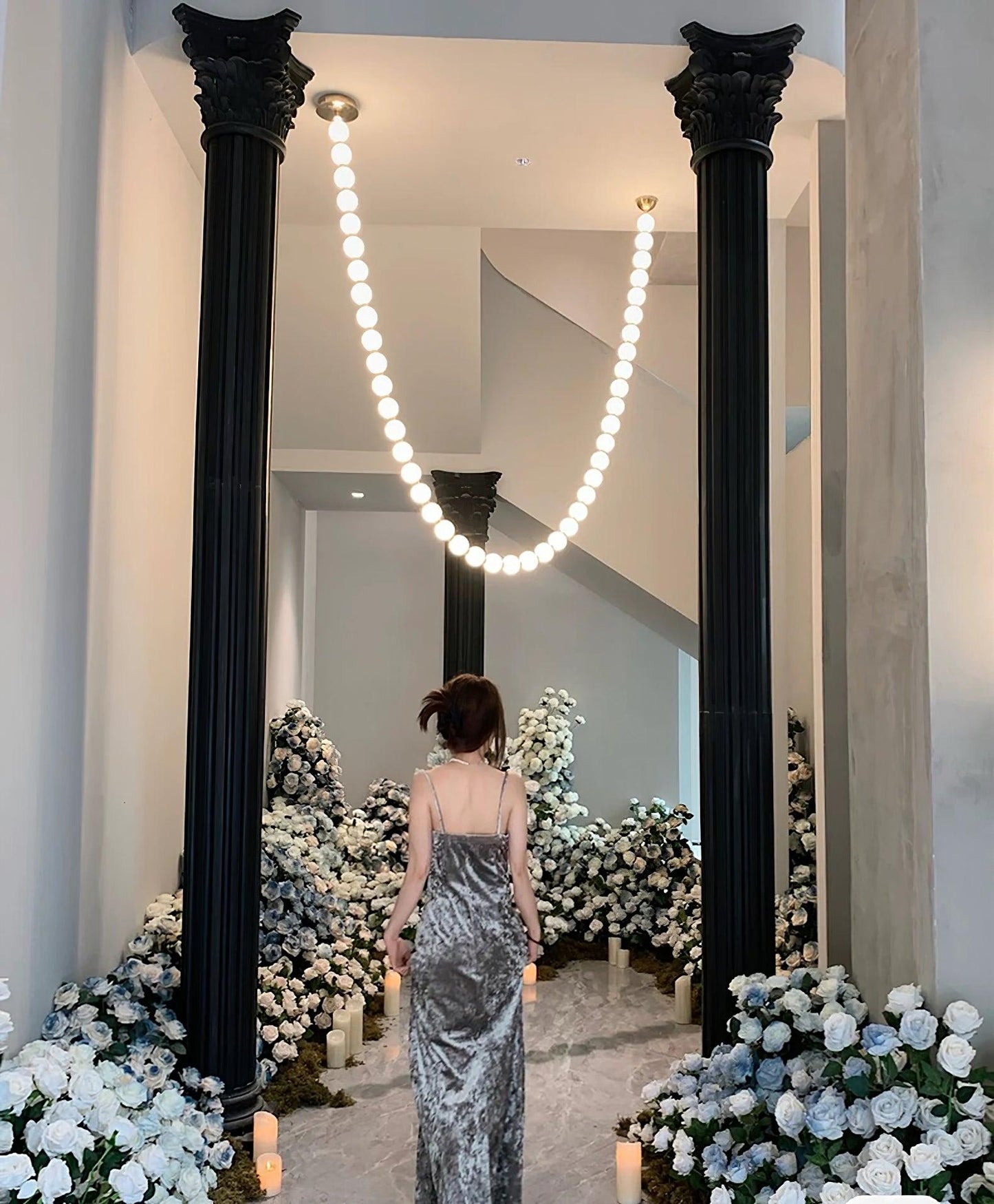 Elegant Pearl Ball Chandelier Necklace - Adjustable Length, Durable De