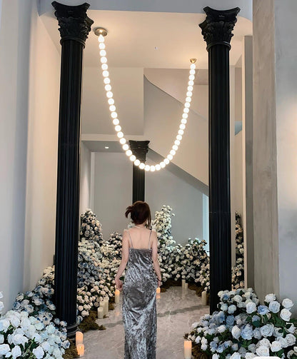 Elegant Pearl Ball Chandelier Necklace - Adjustable Length, Durable De