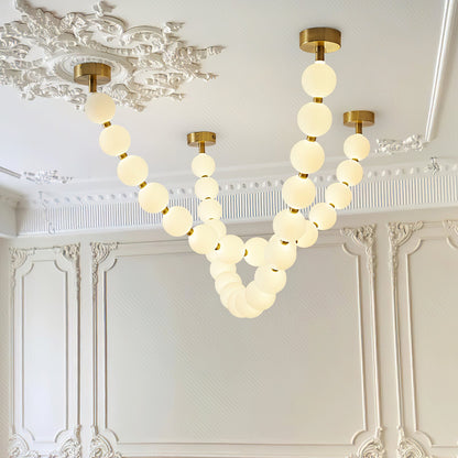 Elegant Pearl Ball Chandelier Necklace - Adjustable Length, Durable De