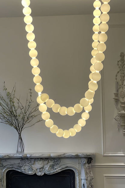 Elegant Pearl Glass Chandelier with Adjustable Height & Soft Lighting