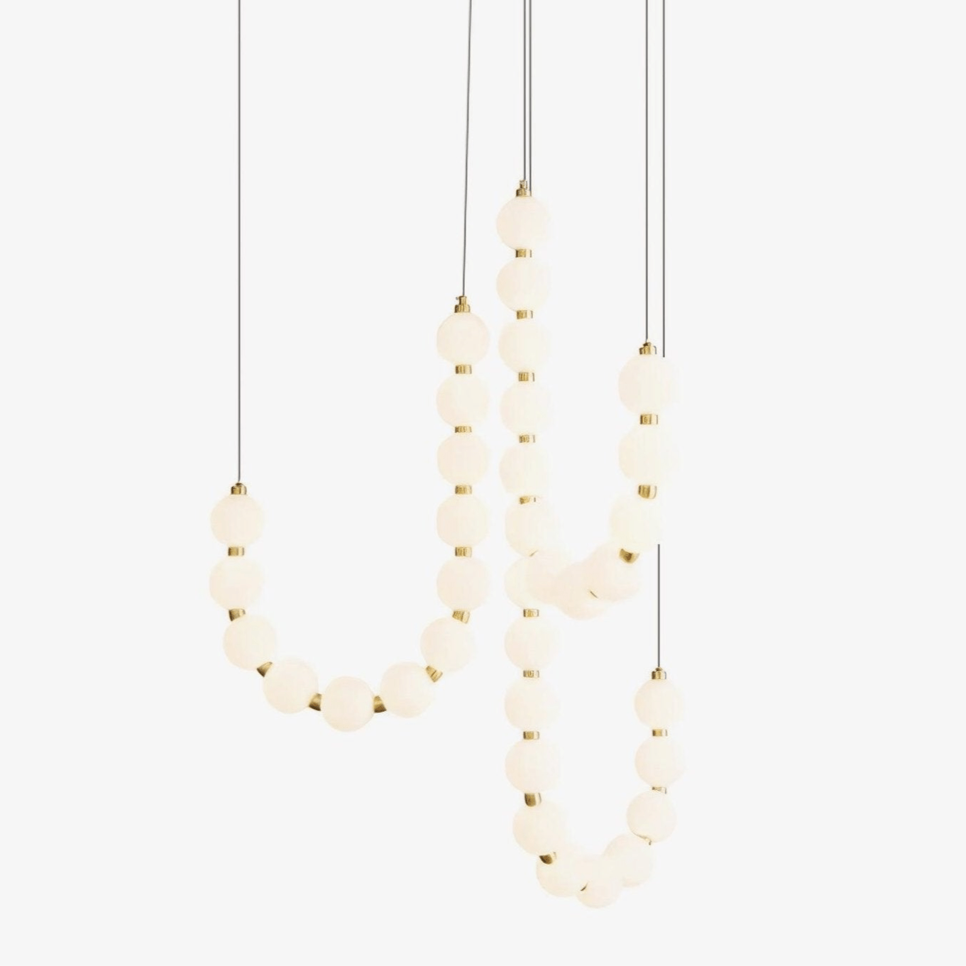 Elegant Glass Pearl Necklace Chandelier with Adjustable Height & Cryst