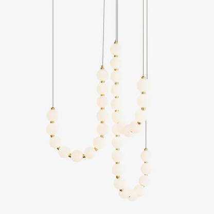 Elegant Glass Pearl Necklace Chandelier with Adjustable Height & Cryst