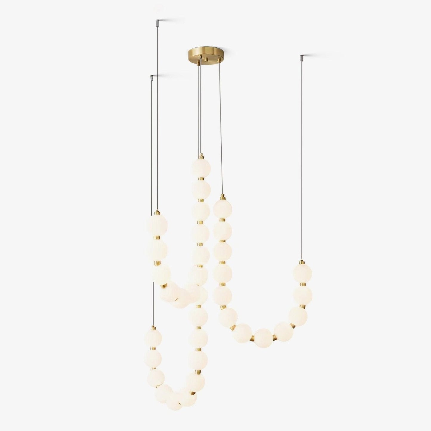 Elegant Glass Pearl Necklace Chandelier with Adjustable Height & Cryst