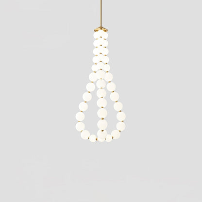 Elegant Glass Pearl Necklace Chandelier with Adjustable Height & Cryst