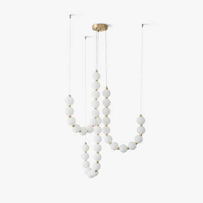 Elegant Glass Pearl Necklace Chandelier with Adjustable Height & Cryst