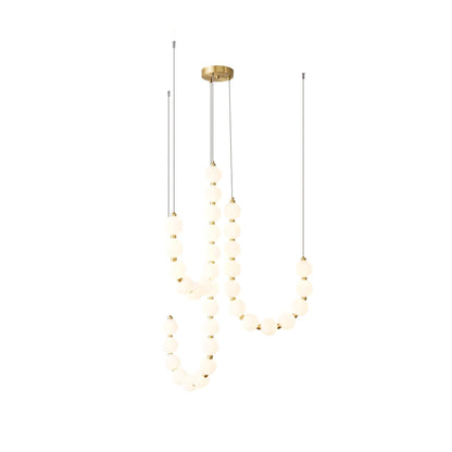 Elegant Glass Pearl Necklace Chandelier with Adjustable Height & Cryst