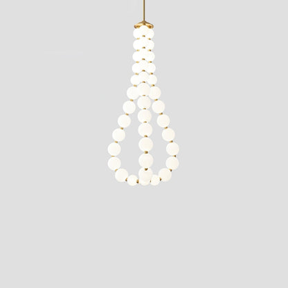 Elegant Glass Pearl Necklace Chandelier with Adjustable Height & Cryst