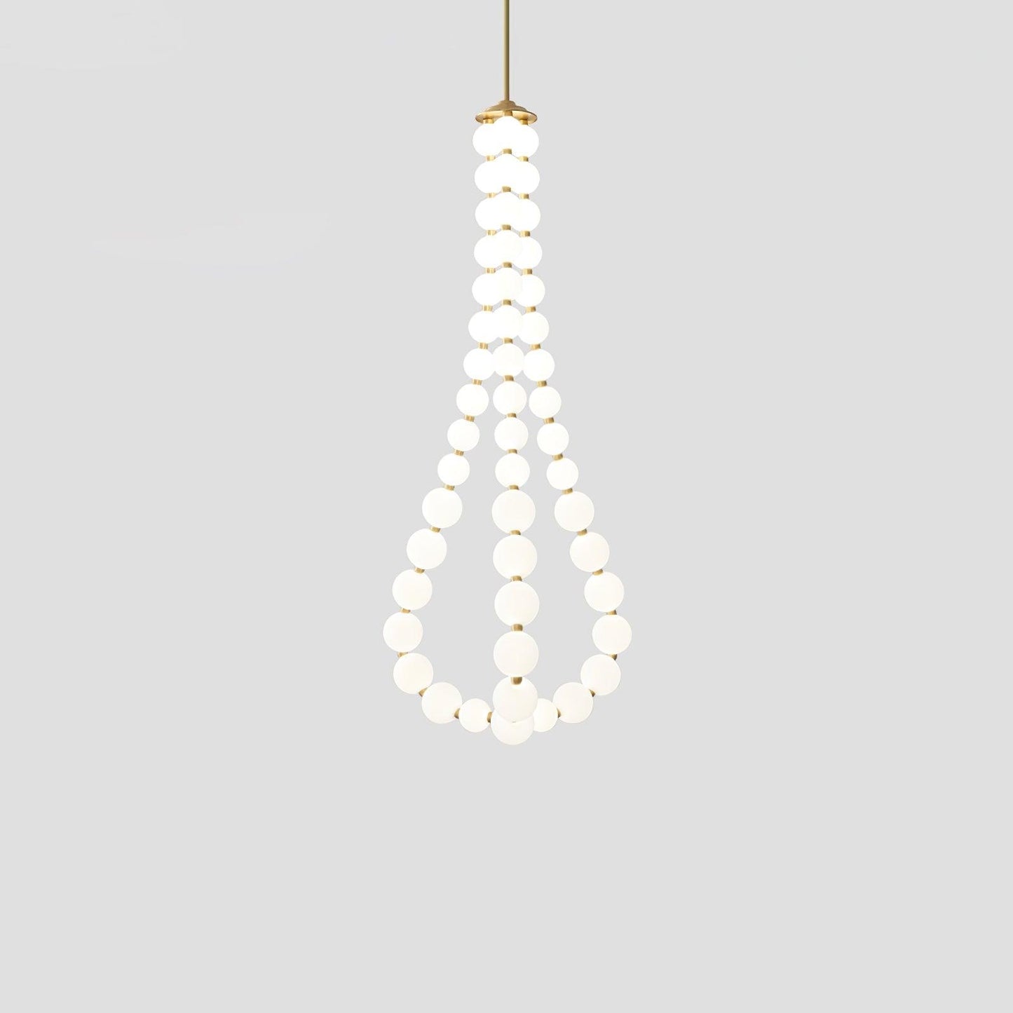 Elegant Glass Pearl Necklace Chandelier with Adjustable Height & Cryst