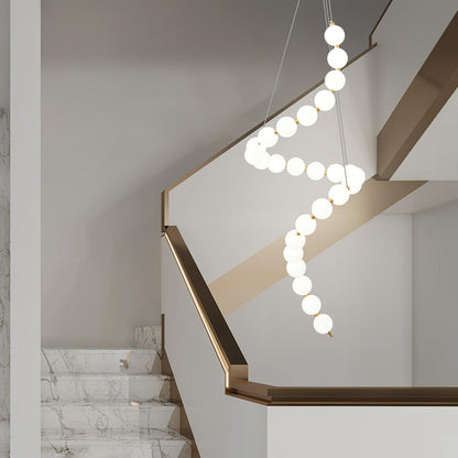 Elegant Glass Pearl Necklace Chandelier with Adjustable Height & Cryst