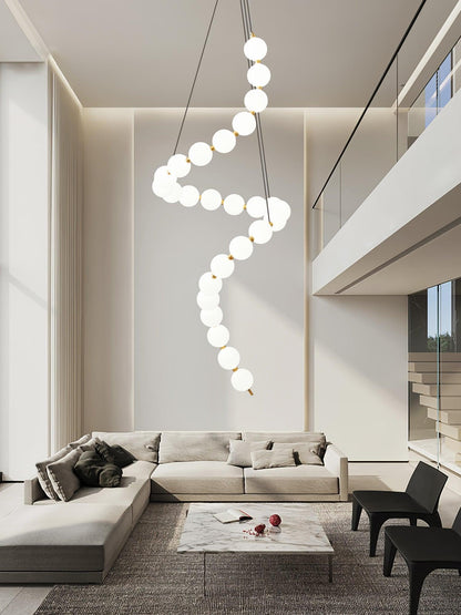 Elegant Glass Pearl Necklace Chandelier with Adjustable Height & Cryst