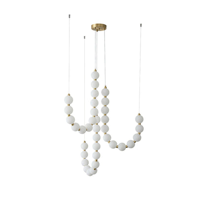 Elegant Glass Pearl Necklace Chandelier with Adjustable Height & Cryst