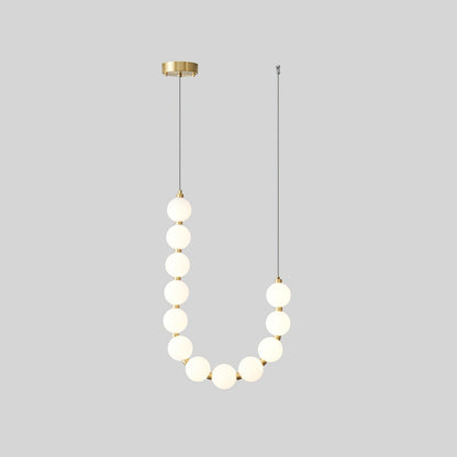 Elegant Glass Pearl Necklace Chandelier with Adjustable Height & Cryst