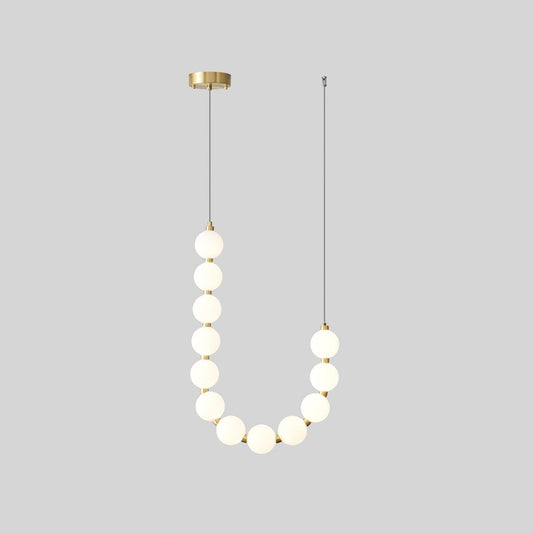 Elegant Glass Pearl Necklace Chandelier with Adjustable Height & Cryst