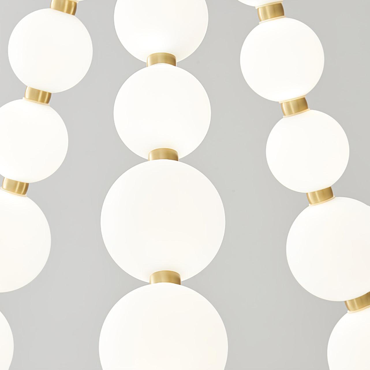 Elegant Glass Pearl Necklace Chandelier with Adjustable Height & Cryst