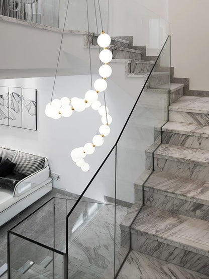 Elegant Glass Pearl Necklace Chandelier with Adjustable Height & Cryst