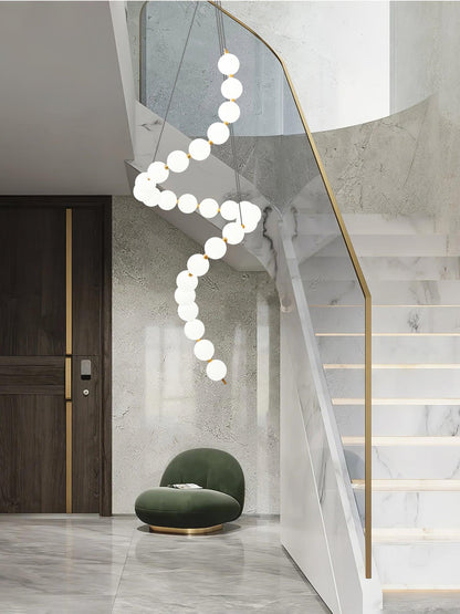 Elegant Glass Pearl Necklace Chandelier with Adjustable Height & Cryst