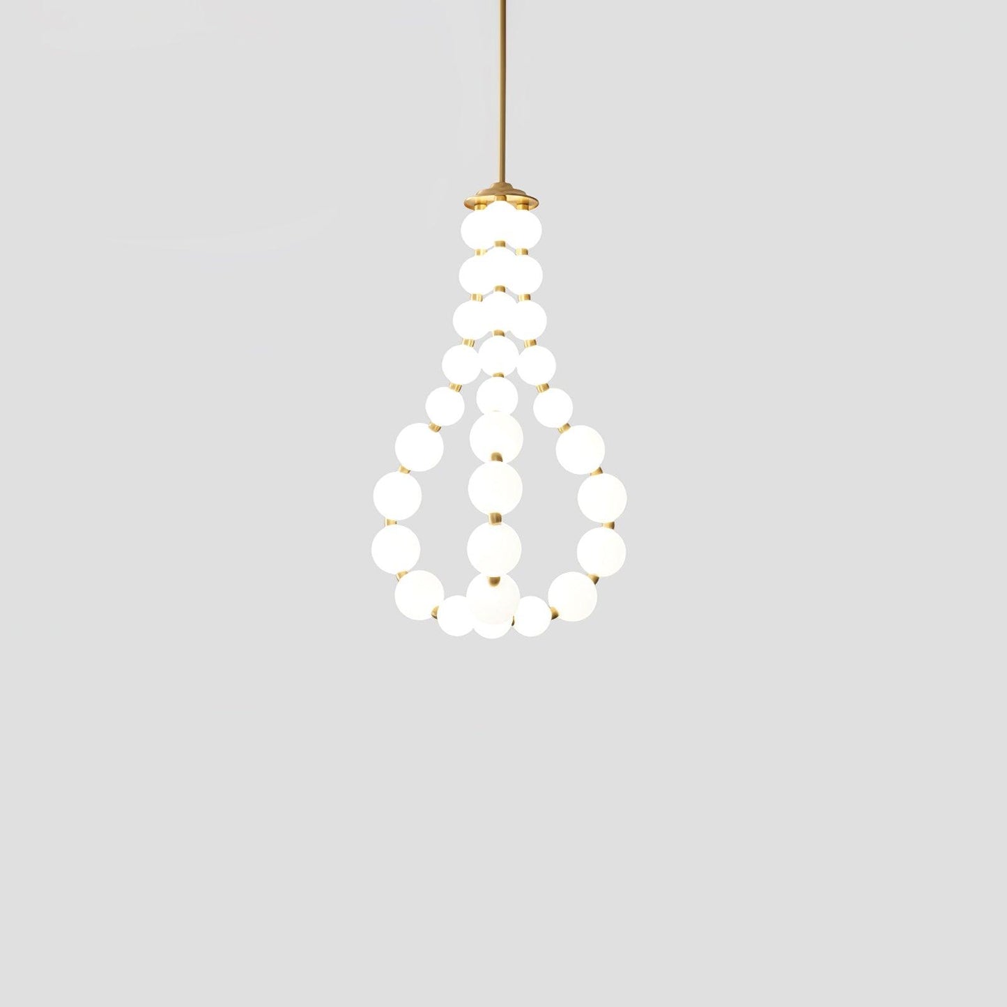 Elegant Glass Pearl Necklace Chandelier with Adjustable Height & Cryst