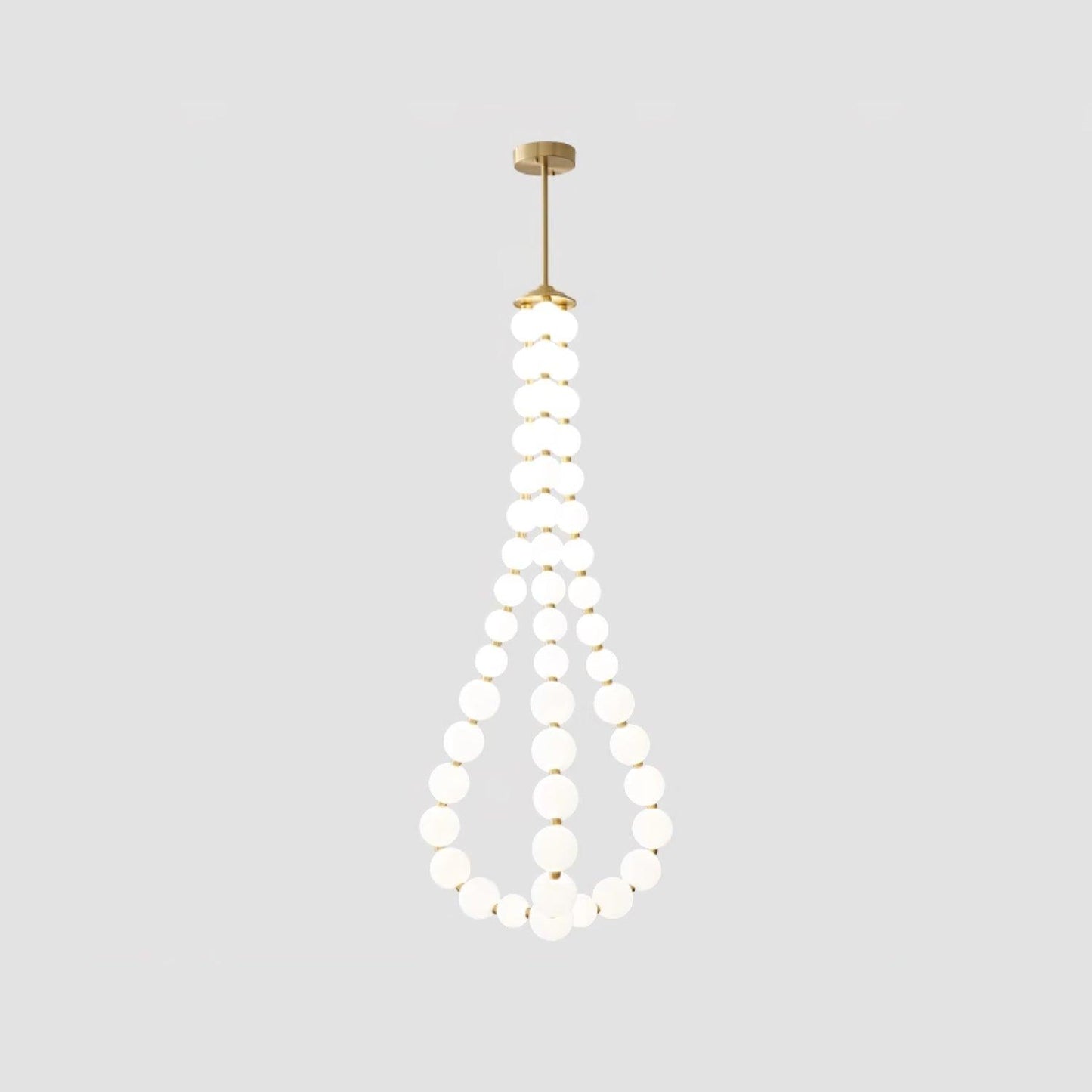Elegant Glass Pearl Necklace Chandelier with Adjustable Height & Cryst