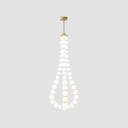 Elegant Glass Pearl Necklace Chandelier with Adjustable Height & Cryst