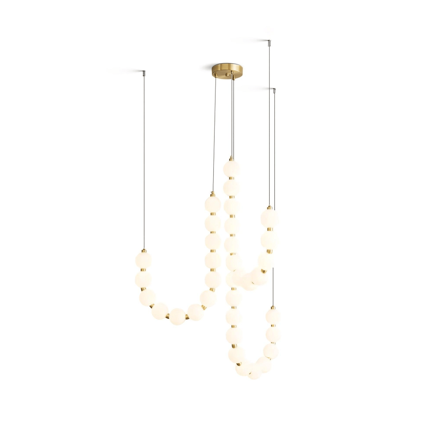 Elegant Glass Pearl Necklace Chandelier with Adjustable Height & Cryst