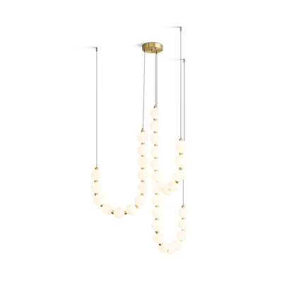 Elegant Glass Pearl Necklace Chandelier with Adjustable Height & Cryst