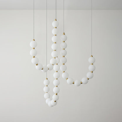 Elegant Glass Pearl Necklace Chandelier with Adjustable Height & Cryst